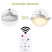 Ventilatore a lampadario led da soffitto attacco E27 con telecomando luce dimmerabile calda naturale bianca 3 velocità