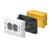Multipresa a parete da incasso compatibile con cassetta 503 2 presa schuko e 2 presa bipasso placca 4 prese bianco