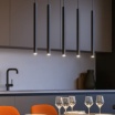 Lampada a sospensione LED cilindro sottile 50 cm nero lampadario moderno per cucina comodino bagno camera da letto
