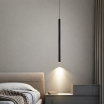 Lampada a sospensione LED cilindro sottile 50 cm nero lampadario moderno per cucina comodino bagno camera da letto