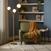 Lampada da terra Oro con 3 sfere in vetro bianco piantana design moderno per salotto camera