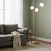 Lampada da terra Oro con 3 sfere in vetro bianco piantana design moderno per salotto camera