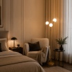 Lampada da terra Oro con 3 sfere in vetro bianco piantana design moderno per salotto camera