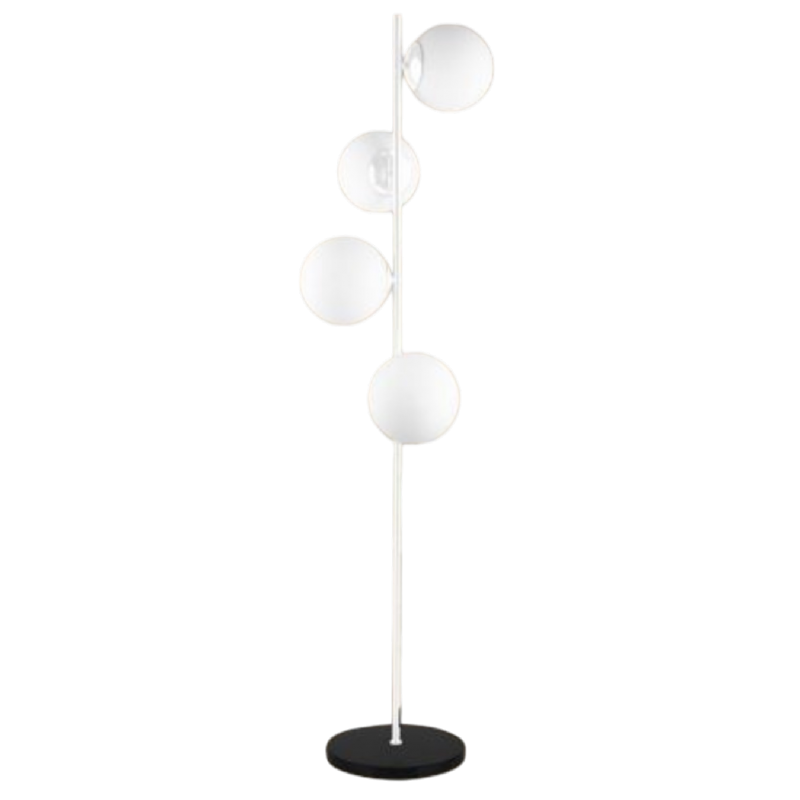 Lampada da terra con 4 sfere oro argento nero in vetro bianco piantana design moderno per salotto camera