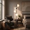 Lampada da terra con 4 sfere oro argento nero in vetro bianco piantana design moderno per salotto camera
