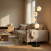 Lampada da terra con 4 sfere oro argento nero in vetro bianco piantana design moderno per salotto camera