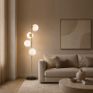 Lampada da terra con 4 sfere oro argento nero in vetro bianco piantana design moderno per salotto camera