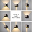 Applique da perete led per esterno a cubo grigio 12W fascio luce regolabile lampada per balcone giardino ingresso