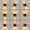 Applique da parete led per esterno a cubo marrone 12W fascio luce regolabile lampada per balcone giardino ingresso