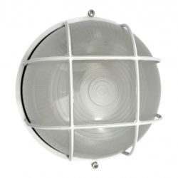 Plafoniera da esterno rotondo bianco E27 in vetro con griglia rete protettiva lampada tartaruga industriale
