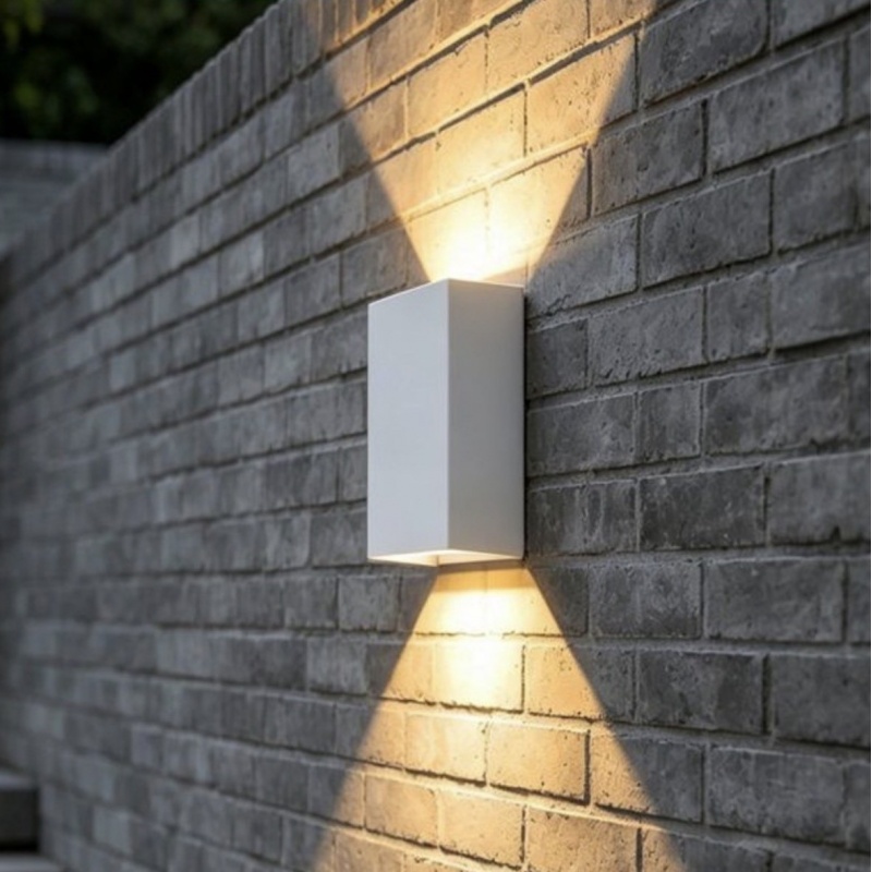 Applique led 10W bianco nero per esterno lampada da parete rettangolare luce sopra e sotto regolabile per balcone giardino