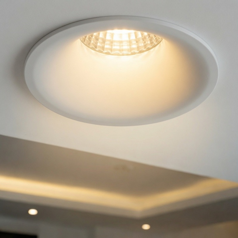 Portafaretto a cono tondo nero e bianco fisso per lampadina led GU10 foro Ø 75 mm