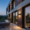 Applique da parete per esterno doppia luce sopra e sotto attacco lampadina E27 nero grigio bianco marrone