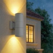 Applique da parete a cilindro per esterno luce sopra e sotto con attacco GU10 nero bianco grigio marrone