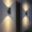 Applique da parete a cilindro per esterno luce sopra e sotto con attacco GU10 nero bianco grigio marrone