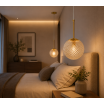 Lampadario a sospensione E27 oro con sfera ambra 15 20 25 30 cm lampada moderno elegante per camera cucina soggiorno