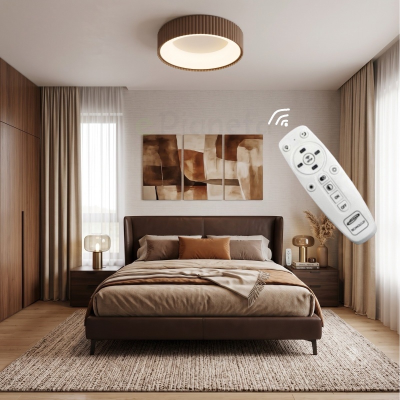 Plafoniera LED da soffitto moderna 30W con telecomando lampadario rotondo marrone lampada luce per soggiorno camera da Letto