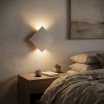 Applique da parete led 10w doppia luce quadrato bianco design moderno per interno geometrico comodino