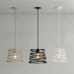 Lampadario a sospensione moderno in metallo attaco E27 design spirale lampada a gabbia nero bianco tortora sabbia