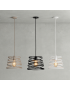 Lampadario a sospensione moderno in metallo attaco E27 design spirale lampada a gabbia nero bianco tortora sabbia
