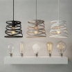 Lampadario a sospensione moderno in metallo attaco E27 design spirale lampada a gabbia nero bianco tortora sabbia