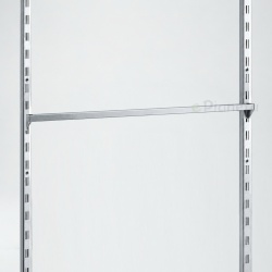 Barra rettangolare portaganci 120cm per montante cremagliera arredo negozio argento in acciaio