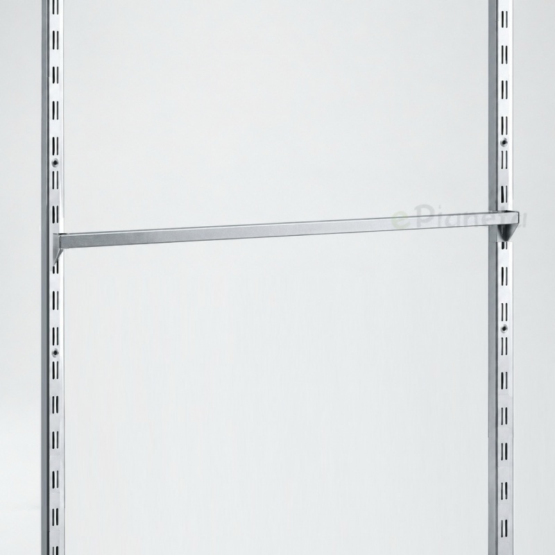 Barra rettangolare portaganci 120cm per montante cremagliera arredo negozio argento in acciaio