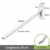 Set 10 ganci per pannello dogato da 20 cm in metallo argento lucido supporto a parete per arredo allestimento negozio