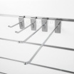 Set 10 ganci per pannello dogato da 20 cm in metallo argento lucido supporto a parete per arredo allestimento negozio