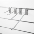 Set 10 ganci per pannello dogato da 20 cm in metallo argento lucido supporto a parete per arredo allestimento negozio