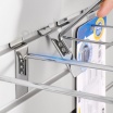 Set 10 ganci per pannello dogato da 25 cm in metallo argento lucido supporto a parete per arredo allestimento negozio