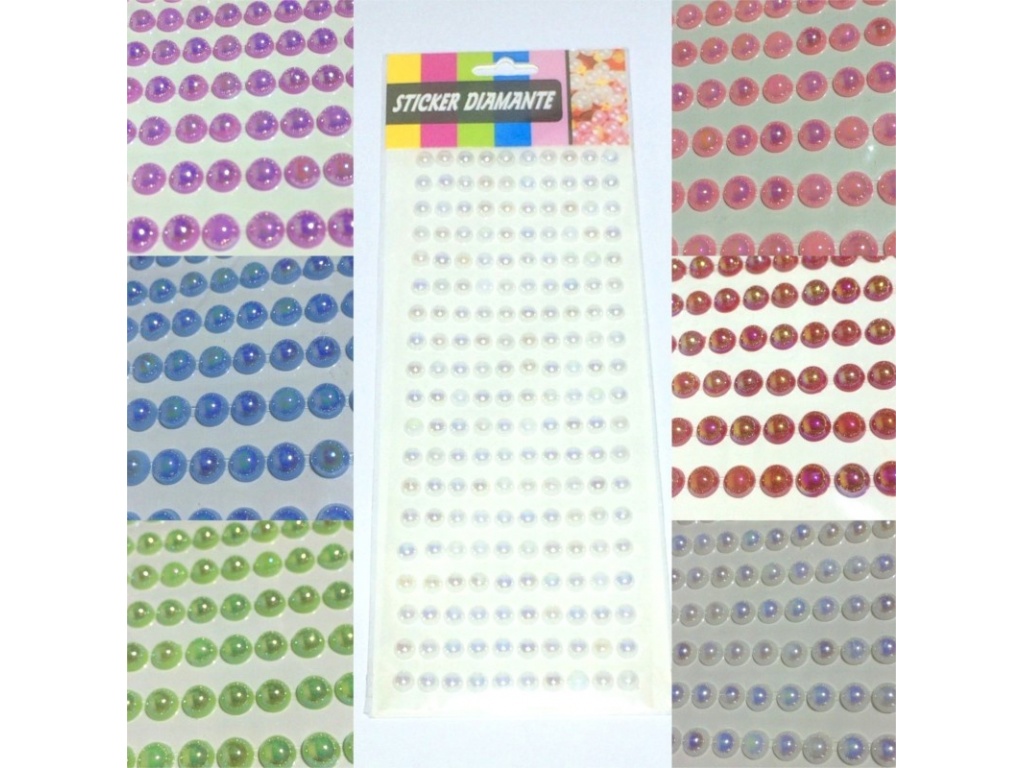Adesivi mezze perle strass 6mm stickers brillantini - Pianeta Lowcost