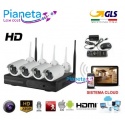 kit videosorveglianza wireless full hd DVR + 4 telecamere wifi remoto ip 5G nvr lan