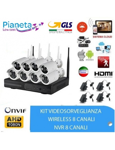 kit videosorveglianza wireless full hd 4 telecamere wifi remoto ip 5G nvr lan