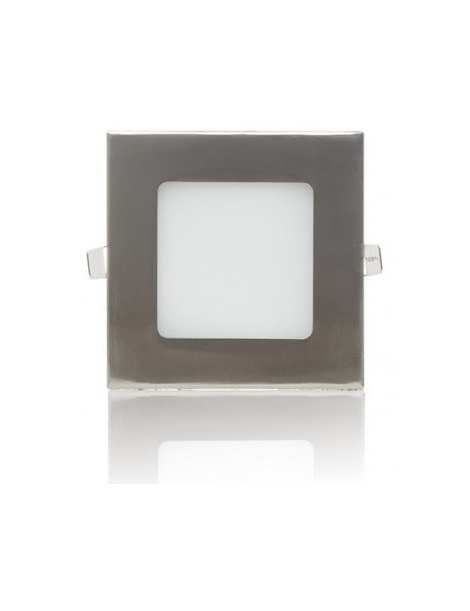 Pannello led quadrato 6w acciaio satinato nichel incasso Faro faretto completo driver luce bianca naturale calda Downlight