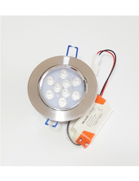 Faro faretto led da incasso alluminio 9w ip20 orientabile rotondo luce fredda bianca 6500k