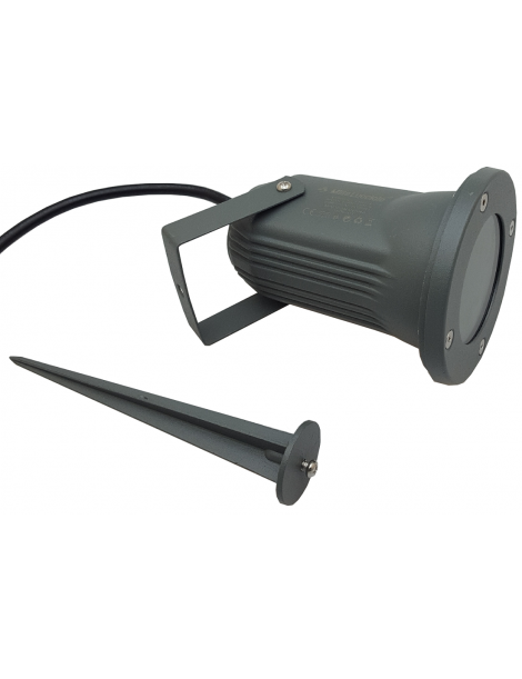 Faretto led segnapasso attacco GU10 faro da esterno orientabile IP65 grigio con picchetto per giardino vialetti