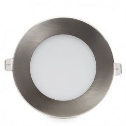 Pannello led rotondo acciaio satinato nichel slim 6w ip20 incasso faretto completo driver luce naturale calda Downlight