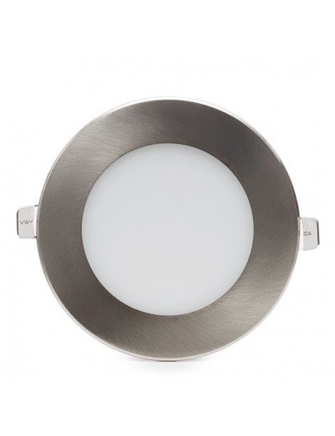Pannello led rotondo acciaio satinato nichel slim 6w ip20 incasso faretto completo driver luce naturale calda Downlight