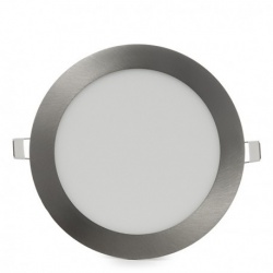 Pannello led rotondo acciaio satinato nickel slim12w ip20 incasso faretto completo driver luce calda naturale Downlight