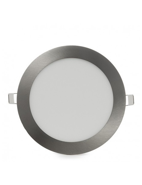 Pannello led rotondo acciaio satinato nickel slim12w ip20 incasso faretto completo driver luce calda naturale Downlight