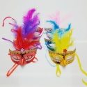 Maschere Veneziane vari colori con piume decorate feste party