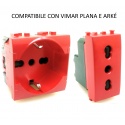 Presa bivalente schuko rossa per UPS frutti compatibili Btcino Living light
