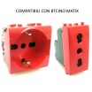 Presa bivalente e shuko rosso compatibili Btcino Matix per segnalazione UPS frutti