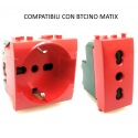 Presa bivalente e schuko rosso compatibili Btcino Matix per segnalazione UPS frutti