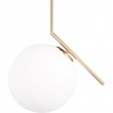 Lampadario sospeso oro con una sfera 20cm in vetro bianco design moderno minimal attacco G9