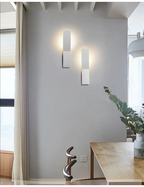 Applique parete bianco10w moderno lampada muro luce fredda 6500k