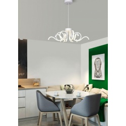 Lampadario a sospensione led 54W spirale onda ondulato bianco design moderno