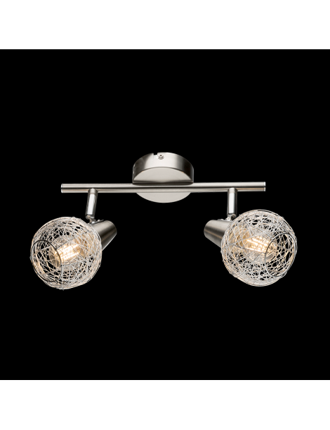 Lampadario moderno a plafoniera faretto led spot 2 luci E14 camera da letto salotto alluminio satinato orientabile
