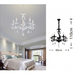 Lampadario sospeso classico con cristalli a 5 luci E14 design vintage pendente nero bianco cucina camera salotto